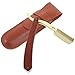 HONITANO Supporto Rasoio Manuale Uomo con Custodia in Similpelle Marrone e Base Color Oro Porta Lame Barbiere Vintage per Uso Domestico e Salone Pratico e Resistente Regalo Funzionale per immagine