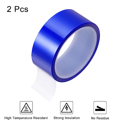 Image of HARFINGTON 2 Rolls Heat Tape High Temperature Heat Resistant Tape 40mmx33m(108ft) Sublimation Thermal Heat Transfer Tape for Sublimation Press No Residue, Blue