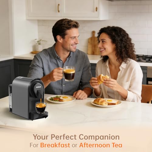 Image of CHULUX Bafe-Pro Espresso Maker for Nes Pod, 20 Bar High Pressure Pump, Gray | 1400W Rapid Heating, Espresso Lungo Buttons, Used Capsule Drawer, Auto-Eject System, 24oz Removable Reservoir, Mini Footprint