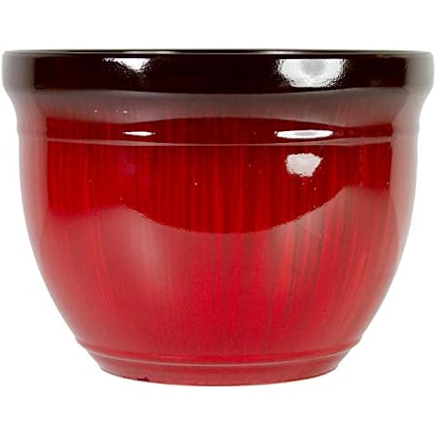 Gardener Select (MRR15-206 Large Round Planter - Modern Indoor & Outdoor Decorative Flower Pot/Box (15 Inch, Red Drip) Cover