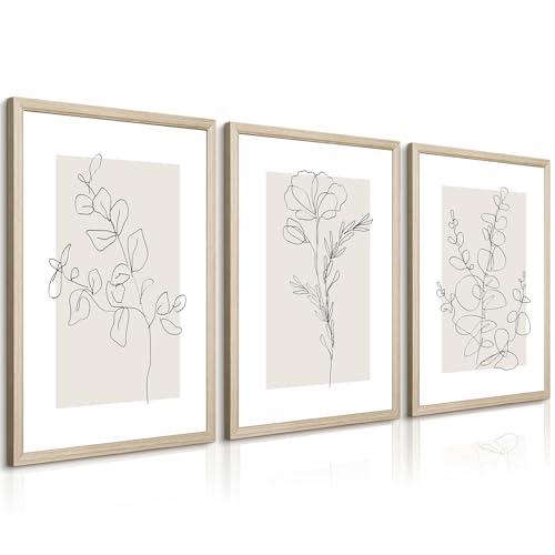 Neutral Botanical Prints Wall Art Flower Minimalist Canvas Wall Decor