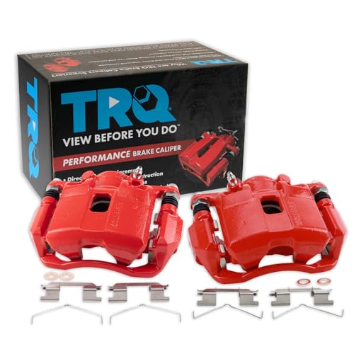 Image of TRQ Performance Front Driver and Passenger Side Brake Caliper Set Caliper Brackets Hardware Compatible with 13-14 Acura ILX Hybrid 12-15 Honda Civic Hybrid Hybrid-L 09-20 Honda Fit