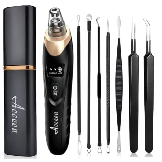 Pimple Popper Tool Kit, Aooeou 10 Pcs Professional Pimple Comedone Extractor Tool Acne Removal Kit -Treatment for Pimples, Blackheads, Blemish, Zit Removing, Forehead and Nose