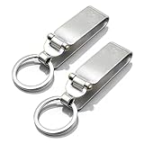 [2-Pack]Stainless Steel Keyring Security Belt Clip Key Chain,used in sports pants, clothes pockets,belt,Simple, Elegant, Durable Multi-ring Key Holder - Useful Keychain (2)