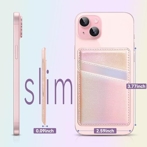 SHANSHUI Magnetic Wallet Compatible for Magsafe, PU Leather Power Magnet Card Holder for Back of Phone Wallet 2 Card Slots Compatible for iPhone 15/14/ 13/12 Series — view 2