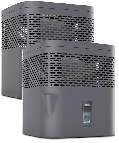 BonAura® AirOne Lite, deumidificatore da bagno e cucina, senza corrente, con ventilazione a 360°, deumidificatore con beccuccio e 5 x 450 g, granulato, deumidificatore fino a 16 m²