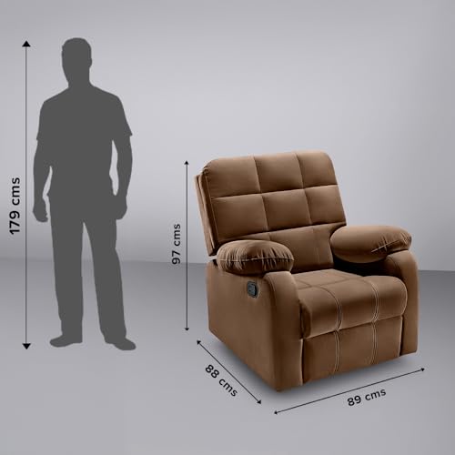Image of Sleepyhead RX5 Designed by Duroflex - Single Seater Fabric Manual Recliner with Durable Spring Support | Stylish Upholstery | Snug Fit for Luxurious Comfort (Cocoa Brown)