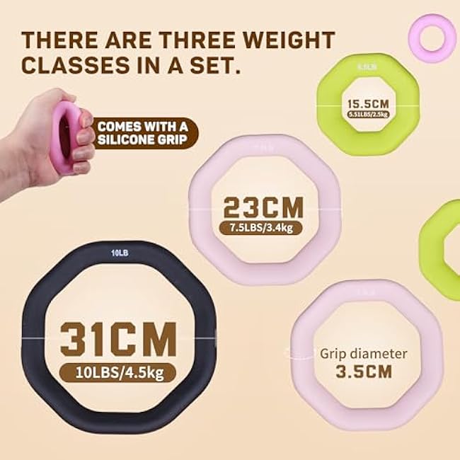 Leikefitness Weight Ring 2-in-1 Kettlebell & Dumbbell, cast Iron+PVC Coating, Yoga Exercise, Aerobics, Core Training, 4 in a Set (0.33LB + 5.5LB + 7.5LB + 10LB)