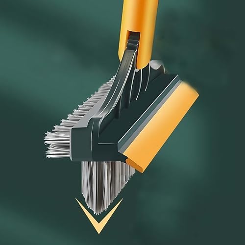 Image of Toilet Bathroom Cleaning Brush with Wiper and Long Handle - 180 Rotate Floor Scrub Brush for Tiles, Home Kitchen Bathroom Accessories (3 in 1 Brush)