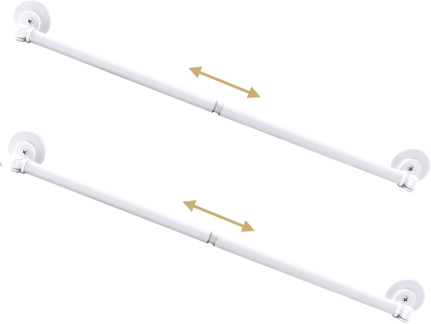 H.VERSAILTEX 2 PACK Magnetic Curtain Rods for Metal Doors 16" to 28", 1/2 Inch Diameter, Adjustable French Door Curtain Rod for Classroom Whiteboard Cafe Rod with Strong Magnet Towel Bar Holder, White