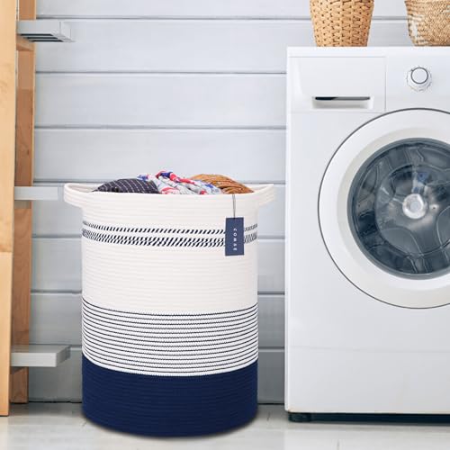 Panier à linge extra large bicolore avec poignées intégrées robustes
