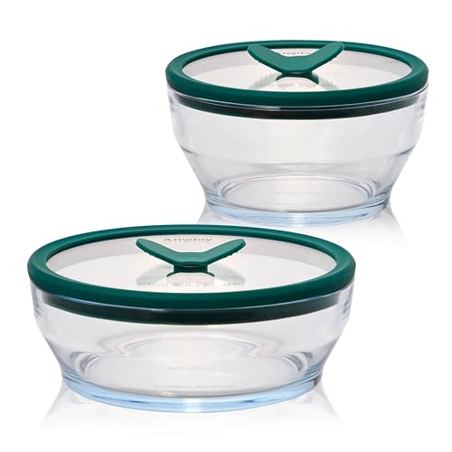Anyday 4-Piece Medium Glass Food Storage with Glass Lids | Plastic-Free Meal...