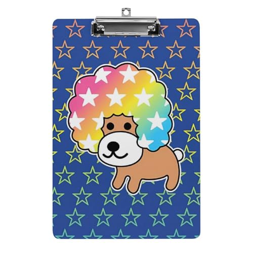 アフロ犬 アクリル クリップボード A4 バインダー クリップホルダ 資料ケース ァイルボード スケッチボード ライティングパッド おしゃれ かわいい 人気 携帯便利 縦型 厚手ク 文房具 絵画 教室 事務用