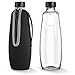Siegvoll Premium etui ochronne tylko do butelki szklanej SodaStream Duo – przenośne etui na butelki z neoprenu do szklanej karafki na zewnątrz – chroni przed zadrapaniami, czarny (bez butelki)