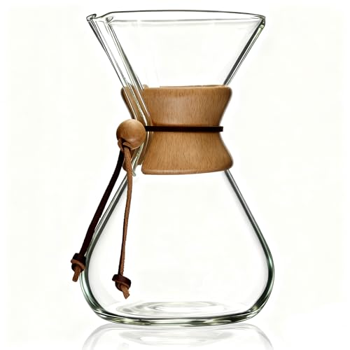 AGOGO Juego de Cafetera de Vertido de Vidrio con 50 piezas de Papel de Filtro - para Hogar, Oficina, Campamento, Cafeterías - Juego de Gotero de Café Fácil de Limpiar (Trapo y Cepillo Incluidos)(10