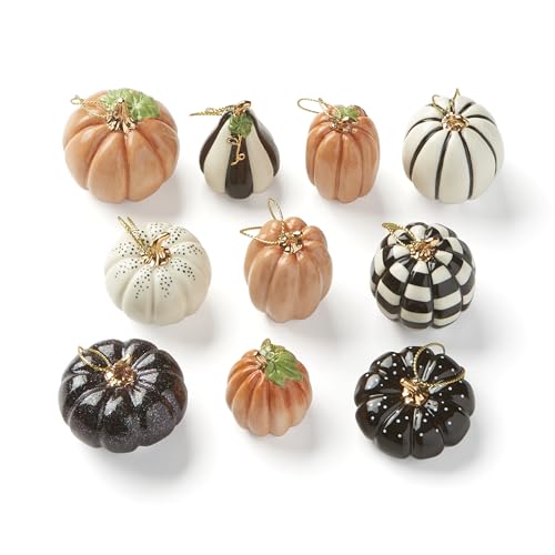 Image of Lenox Pumpkin 10-Piece Mini Porcelain Halloween Hanging Ornament Set