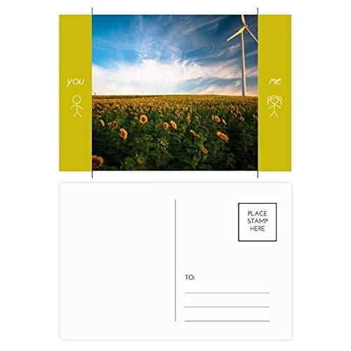 Carte postale ami ciel bleu tournesols, set de 20 cartes de remerciement multicolores