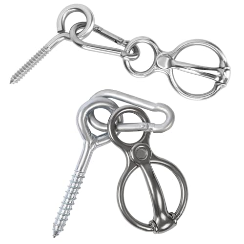 Paquete de 2 anillos de corbata de caballos, accesorios de entrenamiento de caballos de acero inoxidable, accesorios de entrenamiento de caballos resistentes y suministros para atar y retraer