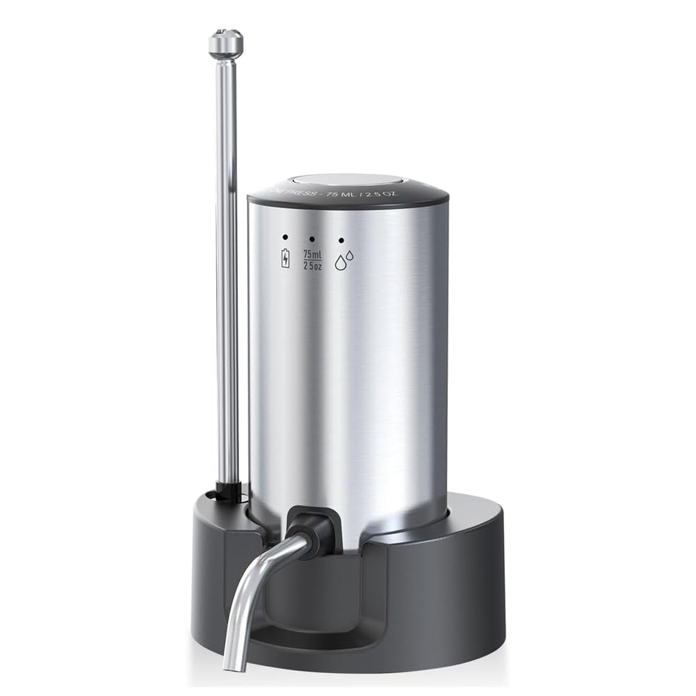 Distributeur d'aérateur de vin rechargeable automatique argenté avec base