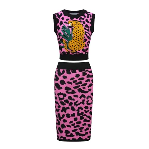 OXKNIT Women's Knitted Vest Skirt Sets, 1960s Mod Style Retro