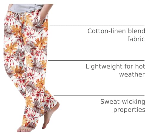 Image of iWoo Linen Pants Men Casual 2025 Summer Beach Elastic Drawstring Waist Yoga Pants Travel Baggy Work Pant Pajama