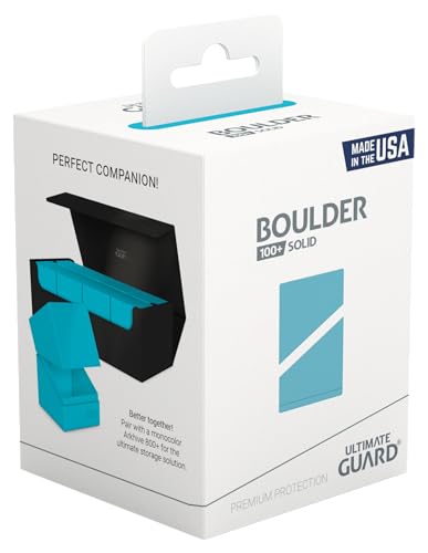 Image of Ultimate Guard Boulder Solid 100+, Deck Case for 100 Double-Sleeved TCG Cards, Turquoise, Secure & Durable Storage for Trading Card Games, No Transparency