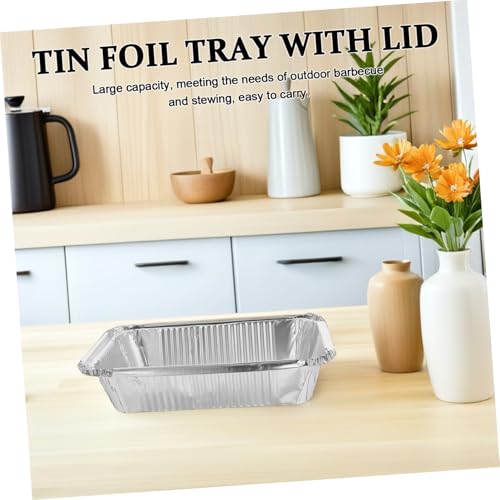 Bandejas de Aluminio de 1000ml con Tapa Recipientes Desechables para Comidas para Llevar x25 7