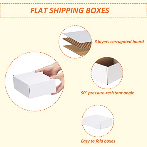 Image of HORLIMER 9x6x3 inches Shipping Boxes Set of 25, White Corrugated Cardboard Box Literature Mailer, 25 Stickers Included