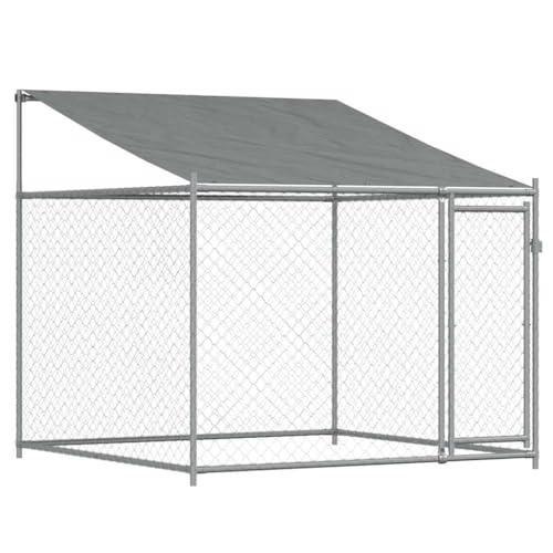 vidaXL - vidaXL Cage pour Chien avec Toit et Porte, Chenil d'Extérieur pour Chiots, Enclos pour Animaux de Compagnie, Parc pour Chien, Gris Acier Galvanisé