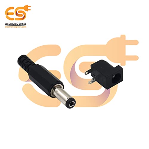 Image of Electronic Spices Male Plug and Female Jack 3 Pin PCB Panel Mount Dc Power Connector Pack of 5 Pair