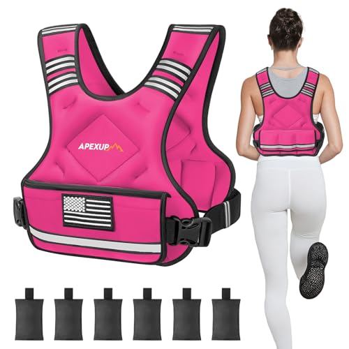 Image of APEXUP Adjustable Weighted Vest, 4-10lb /12-18lb /20-32lb Vest with 6 Ironsand Weights and Large Pocket, Weight Vest for Men Women Strength Training, Running, Walking