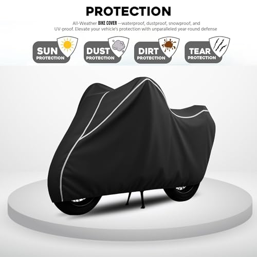 Image of 100% Waterproof Jupiter 125 Bike Cover | Polyester Body Cover for Rain & Sun | UV Protection, Dustproof, Scratch Resistant, Windproof, Heat Resistant, Vehicle Specific Fit (Black)