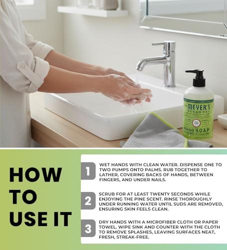 Clean Day Organic Iowa-Pine Scent Liquid Hand Soap 12.5 oz Bundle with Microfiber Cleaning Cloth — Iowa Hand Soap with Fresh Aroma for Gentle Cleansing and Easy Cleanup — Gift Set (2 Items)