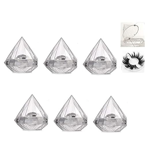 Healthcom 6 Pcs 25mm Clear Diamond Shape Empty False Eyelashes Packaging Box Case 3D Mink Lash Box Acrylic Eyelash Storage Box Holder with Trays Candy Gift Box DIY Makeup Lash Case for Women Girls