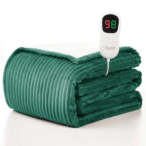 Image of Homemate Electric Heated Blanket Full Size - 72 inchx84 inch Heating Blanket Full Size 1 /2 /4 /6 /8 Hours Auto-Off 10 Heat Level Over-Heat Protection Soft Flannel Sherpa ETL Certification