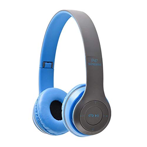 Wireless Headset Noise Cancelling Bluetooth Headphones HiFi Stereo Bass Gaming Headband Earphone with Mic for Xiaomi Cell Tablet Blue