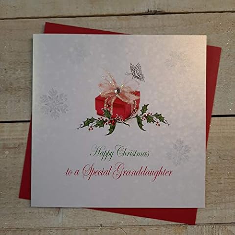 White Cotton Cards X65 specjalna wnuczka ręcznie wykonana kartka bożonarodzeniowa, biała