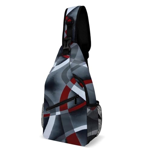 Sac de poitrine cyclisme noir et rouge avec tourbillons pour les trajets quotidiens