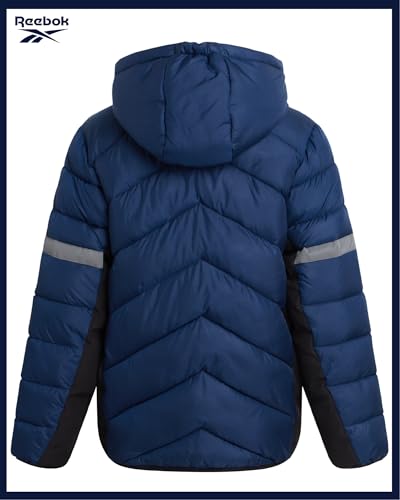 Image of Reebok Boys Puffer Jacket - Heavyweight Quilted Wind & Water Resistant Boys Winter Coat - Insulated Bubble Kids Winter Jacket