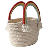 Gatuida Sac Main Tressé Corde Coton avec Poignée Arc-ciel Léger et Style Bohème pour F...