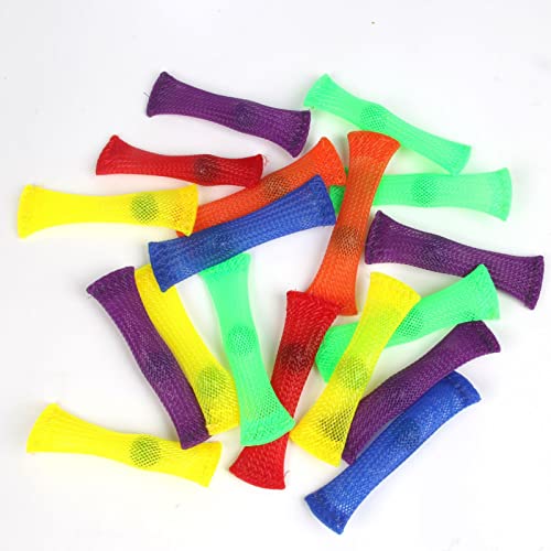 LMOGWL 16-Stücke von bunten gewebten Maschenschläuchen und Marmorspielzeugen, sensorischen Spielzeugen, Maschenfingerspielzeugen, Angst-Entlastungsspielzeugen und Stress-Entlastungsspielzeugen