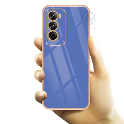 Image of AESTMO Back Case Cover for Oppo Reno 12 5G Back Cover | Gold Electroplating Chrome | Raised Edges | Super Soft-Touch | Bumper Back Case for Oppo Reno 12 5G (Gold & Blue)