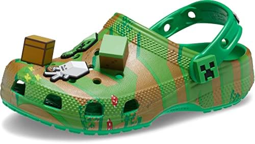 Crocs Classic Minecraft Clogs, Multi Green, 4 US Unisex Big Kid