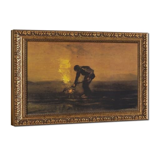 Toile Vincent Van Gogh Paysan Burning Weeds 1883 cadre suspendu 50x75cm