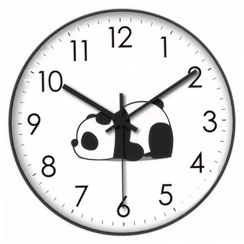 Xoeryoy Wall Clock, 8 Inch Cute Panda Decorative Modern Clock, Battery Operated Silent Round Wall Decor for Bedroom Kitchen Living Room Office