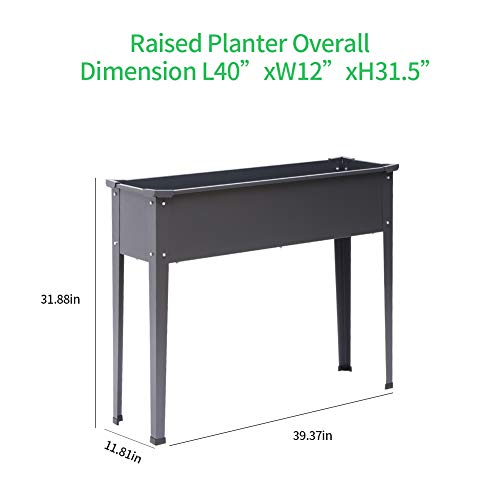 Fit Right Easy Moving Metal Raised Garden Bed for Outdoor Backyard with Wheels, Outdoor Planters 40x12x31.5in, Black (Without Wheels)