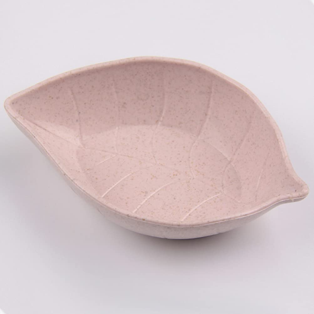 Hemoton Wheat Straw Plates Leaf Shape Salad Bowl Dipping Sauce Dish Candy Snack Plate Random Color
