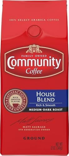 Image of Community Coffee House Blend, Ground Coffee, Medium Dark Roast, 12 Ounce Bag (Pack of 1)