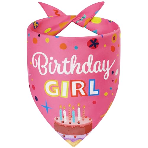 Agroon Pink Dog Birthday Bandana Girl Large 1PCS 2 Pattern Colorful Scarf Durable Triangle ReversibleBibs Handkerchief for Puppy Pet