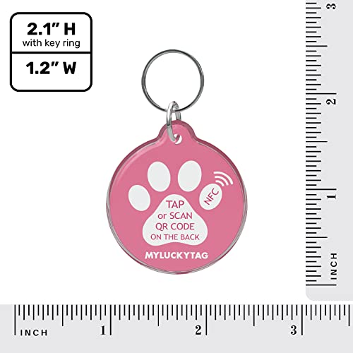 MYLUCKYTAG NFC & QR Code Smart Pet ID Tag Personalisierte Hund-Katze-Tag, Online-Haustier-Profil, Haustier Standort Alert E-Mail, Digital Pet Tag, Quiet Pet Tag, Durable Pet ID, Hundehalsband Tag